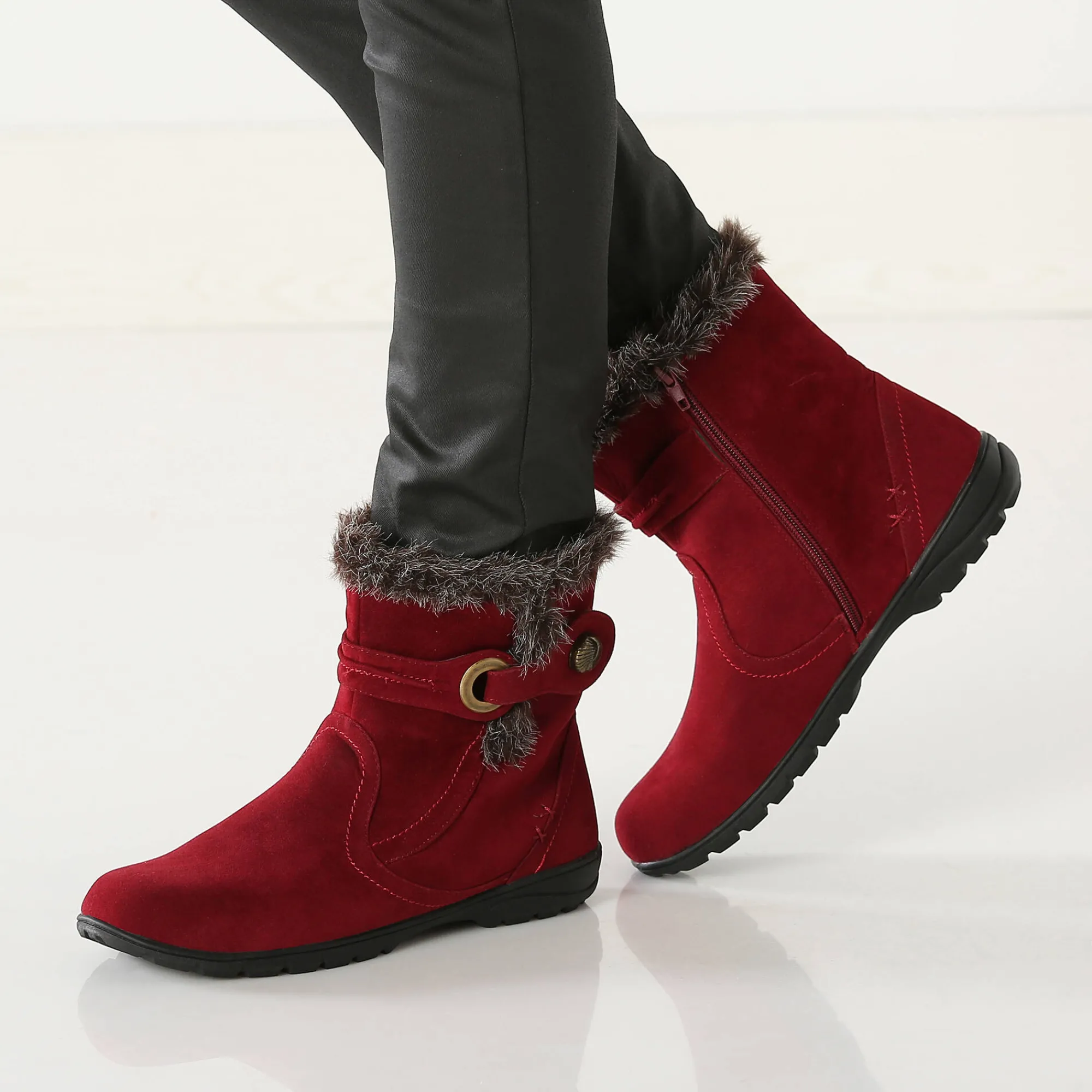Bottines En Boots|Schoenen<Blancheporte Gevoerde bottines met suedine-effect bordeaux