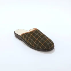 Schoenen|Schoenen Heren<Blancheporte Gevoerde herenpantoffels, ruitmotief kaki