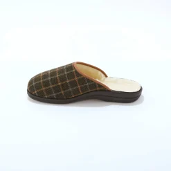 Schoenen|Schoenen Heren<Blancheporte Gevoerde herenpantoffels, ruitmotief kaki