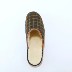 Schoenen|Schoenen Heren<Blancheporte Gevoerde herenpantoffels, ruitmotief kaki