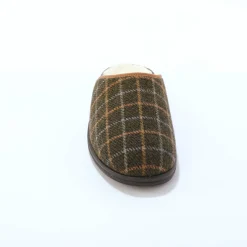 Schoenen|Schoenen Heren<Blancheporte Gevoerde herenpantoffels, ruitmotief kaki