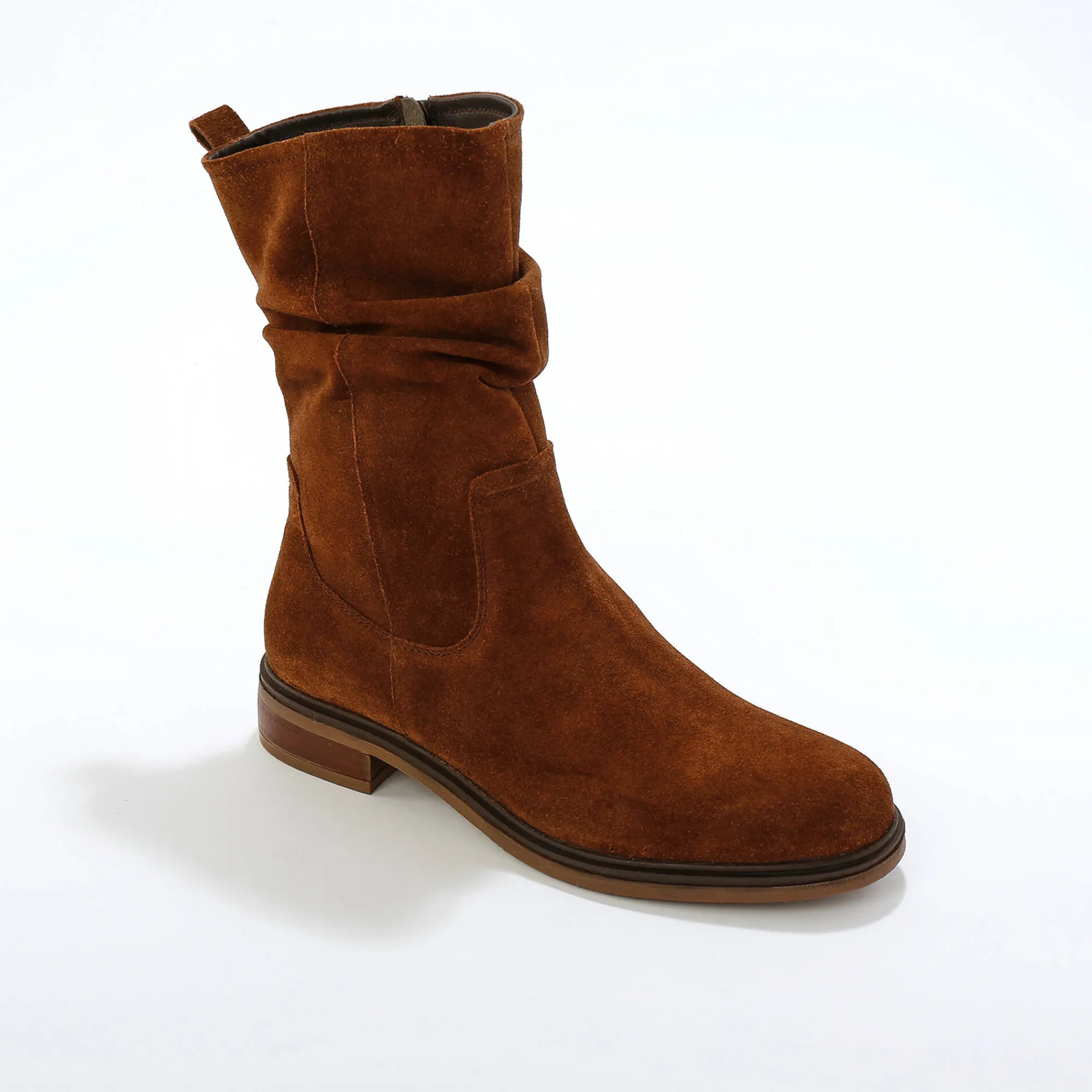 Laarzen|Schoenen<Blancheporte Gevoerde laarzen in plisséleer chocolade