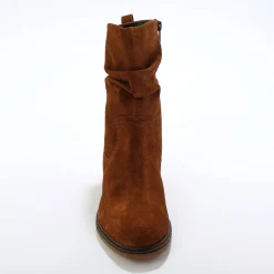 Laarzen|Schoenen<Blancheporte Gevoerde laarzen in plisséleer chocolade