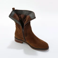 Laarzen|Schoenen<Blancheporte Gevoerde laarzen in plisséleer chocolade