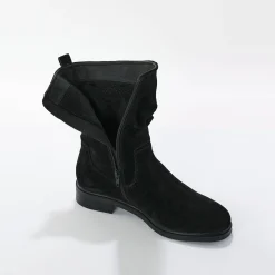 Laarzen|Schoenen<Blancheporte Gevoerde laarzen in plisséleer zwart