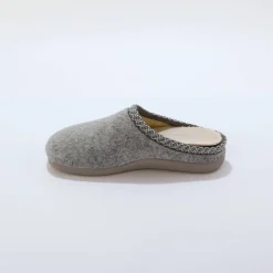 Sloffen|Sloffen<Blancheporte Gevoerde muiltjes, fantasierand grijs