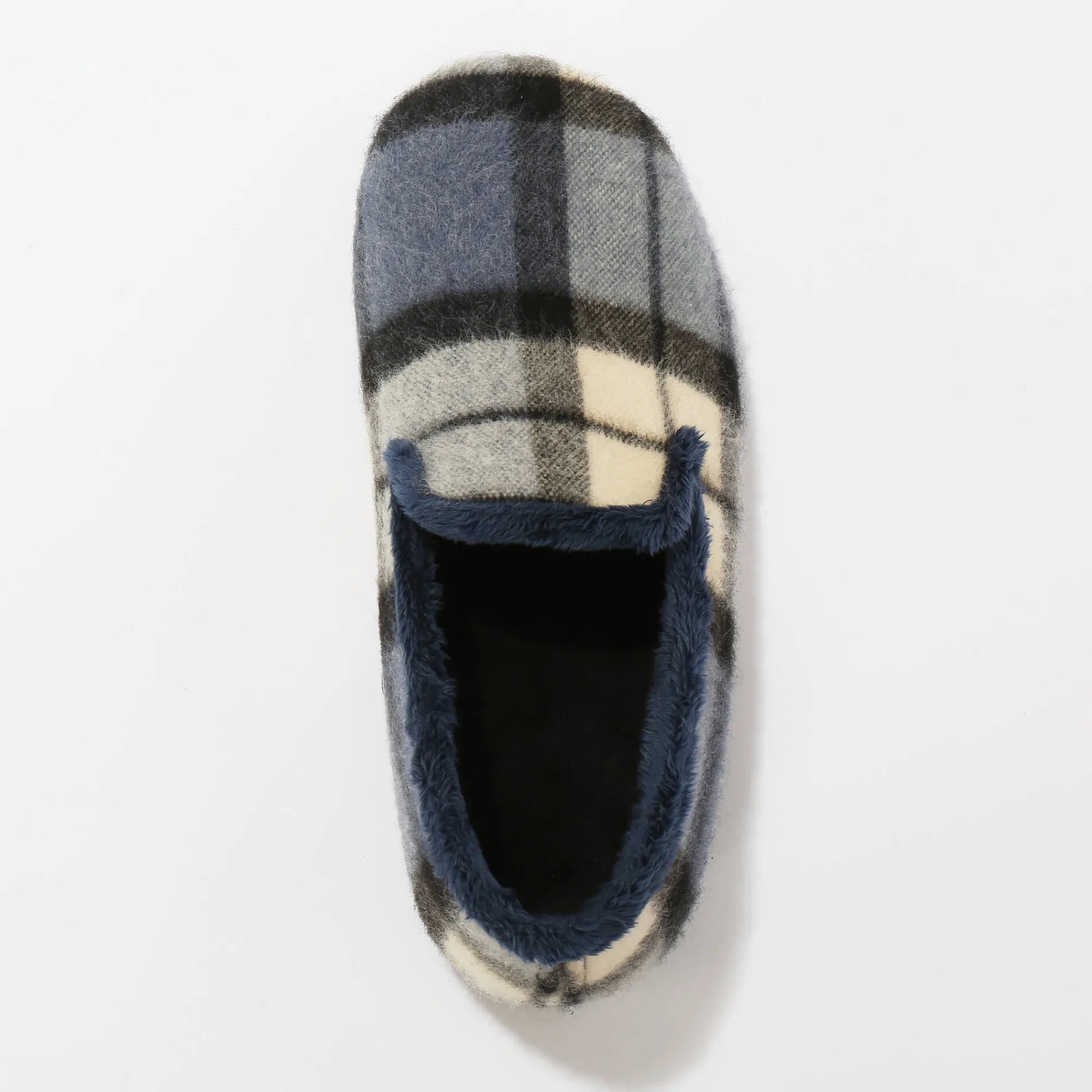Schoenen|Schoenen Heren<Blancheporte Gevoerde muiltjes met ruitjes, pantoffelmodel blauw