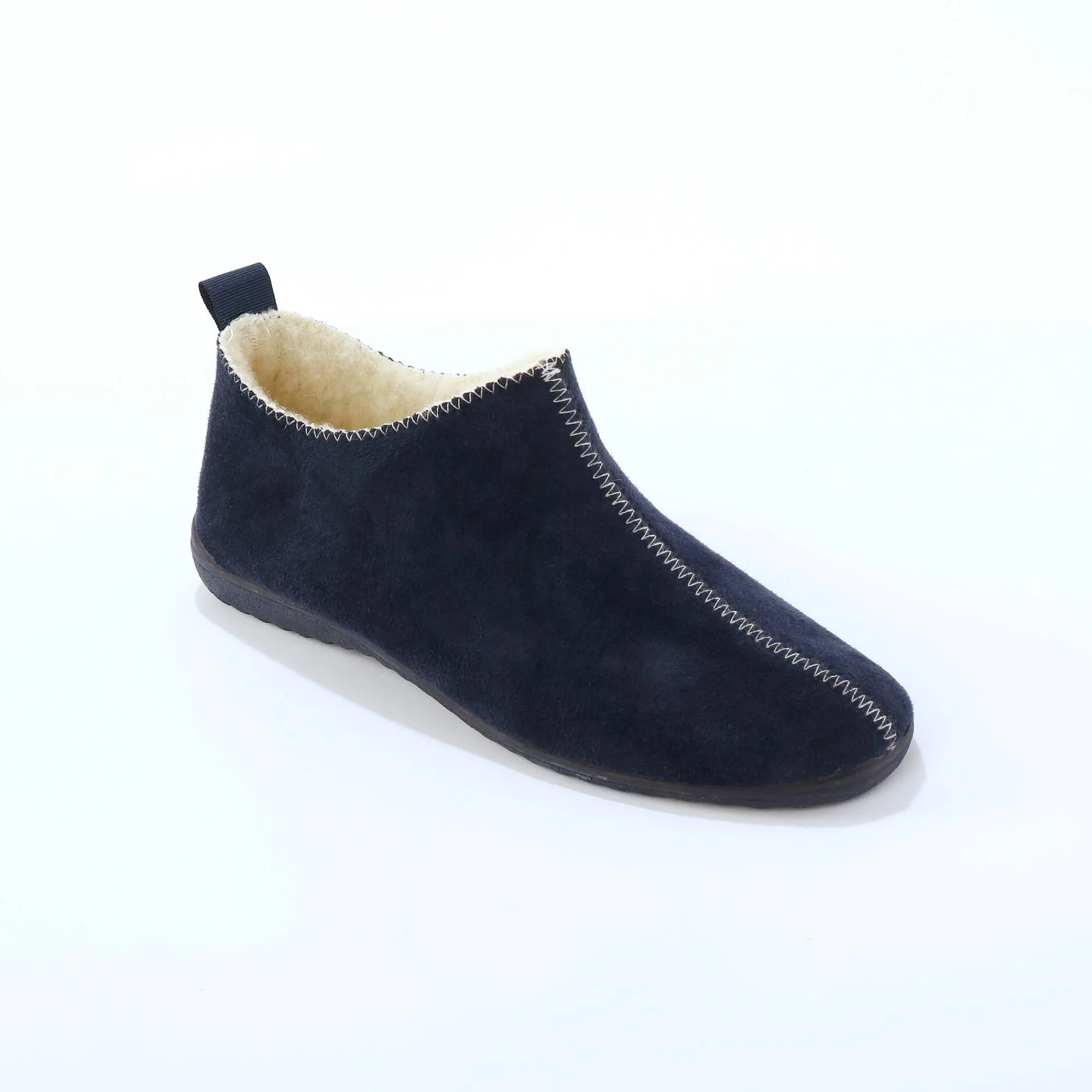 Sloffen|Sloffen<Blancheporte Gevoerde pantoffels, suedine blauw