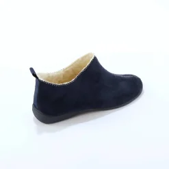 Sloffen|Sloffen<Blancheporte Gevoerde pantoffels, suedine blauw