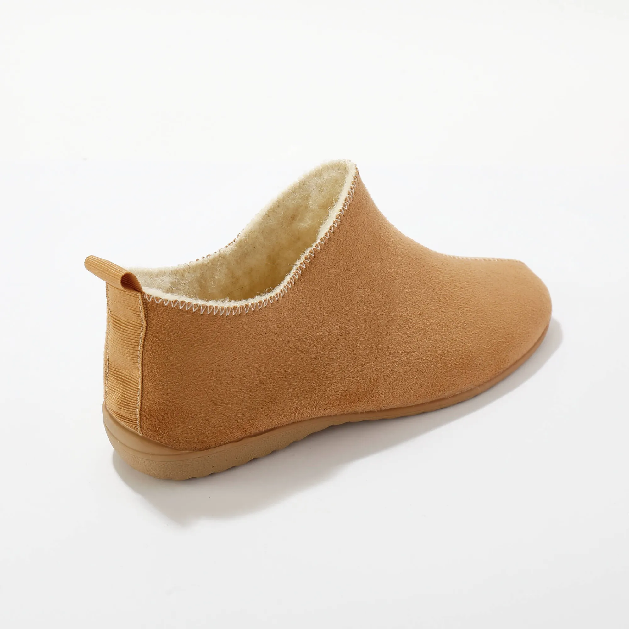 Sloffen|Sloffen<Blancheporte Gevoerde pantoffels, suedine donkerbeige
