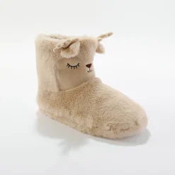 Sloffen|Sloffen<Blancheporte Gevoerde "rendier" pantoffels in laarsmodel beige