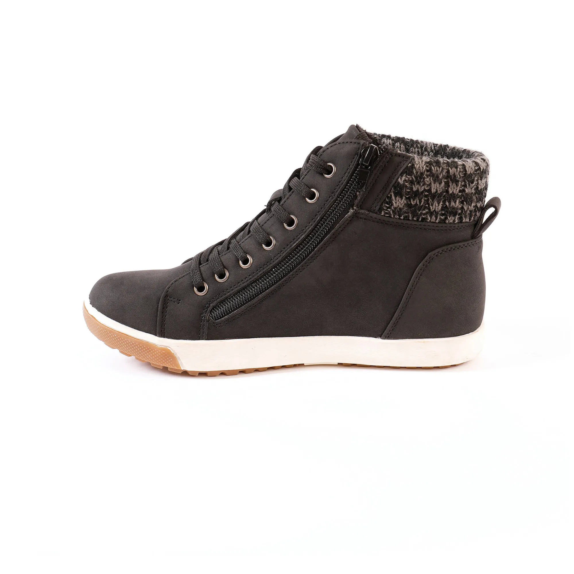 Baskets En Sneakers|Schoenen<Blancheporte Gevoerde sneakers met hoge schacht, enkelrand in tricot zwart