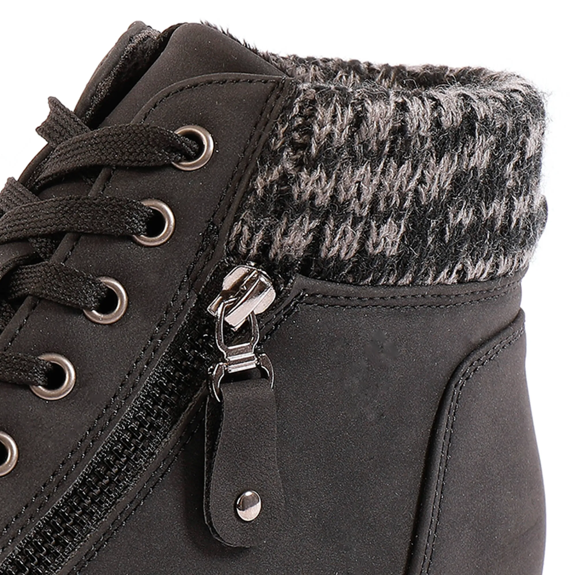 Baskets En Sneakers|Schoenen<Blancheporte Gevoerde sneakers met hoge schacht, enkelrand in tricot zwart
