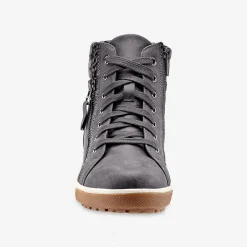 Baskets En Sneakers|Schoenen<Blancheporte Gevoerde sneakers met hoge schacht, enkelrand in tricot grijs