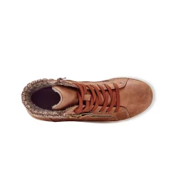 Baskets En Sneakers|Schoenen<Blancheporte Gevoerde sneakers met hoge schacht, enkelrand in tricot bruin