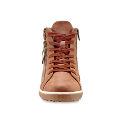 Baskets En Sneakers|Schoenen<Blancheporte Gevoerde sneakers met hoge schacht, enkelrand in tricot bruin