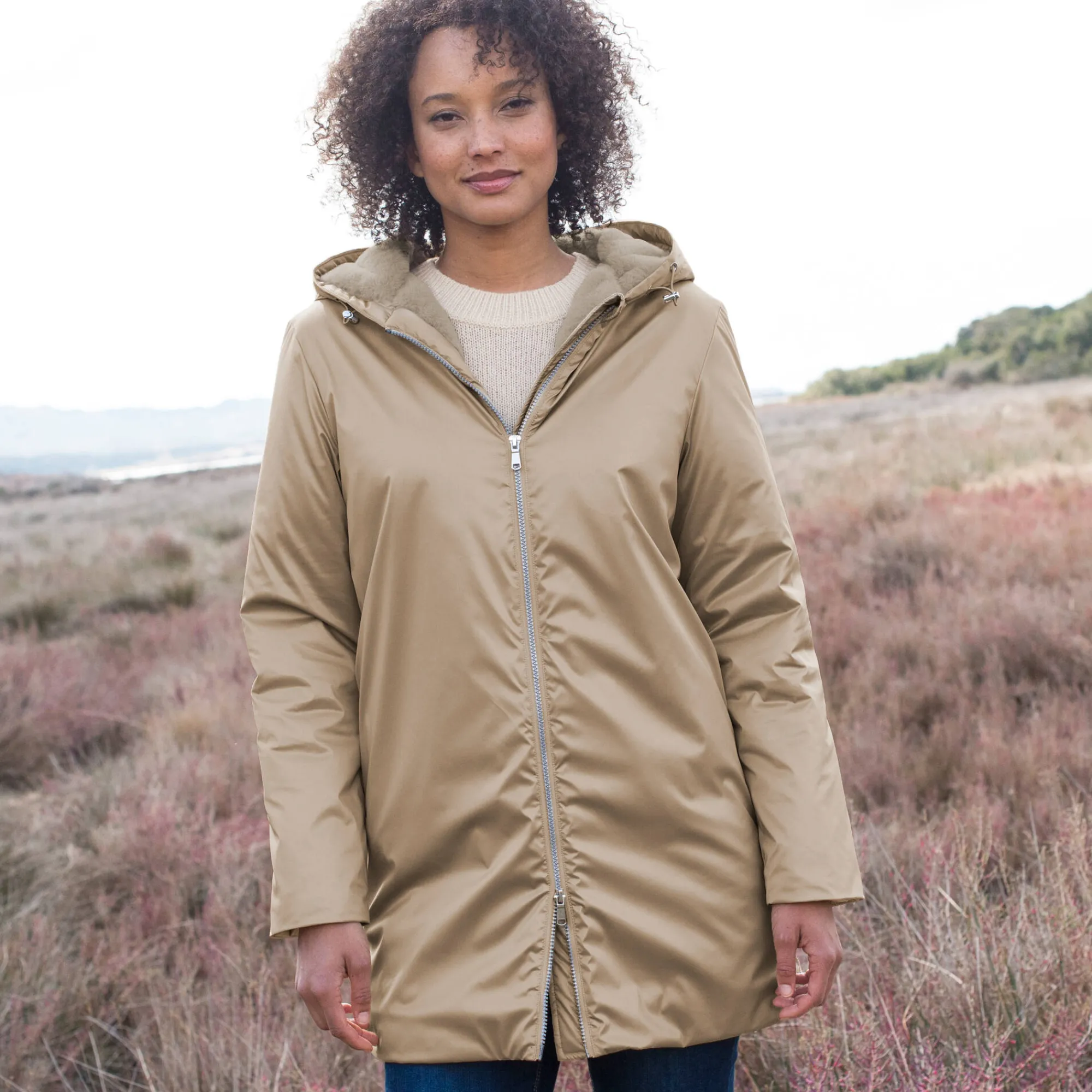 Parka En Donsjas<Blancheporte Gevoerde, waterdichte parka, halflang GLANZEND BEIGE