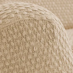 Zitbankhoes<Blancheporte Gewafelde, bi-rekbare hoes voor zitbank en fauteuil met armleuningen taupe