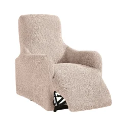 Zitbankhoes<Blancheporte Gewafelde en bedrukte bi-rekbare hoes voor relaxzetel beige