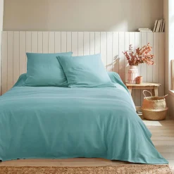 Deken En Bedsprei|Deken, Boutis En Bedsprei<Blancheporte Geweven bedsprei in effen katoen smaragd