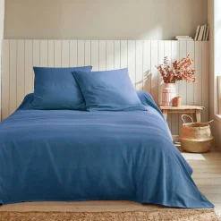 Deken En Bedsprei|Deken, Boutis En Bedsprei<Blancheporte Geweven bedsprei in effen katoen blauw