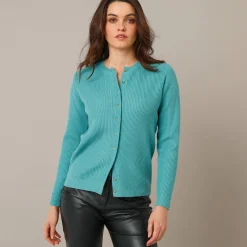 Trui En Vest<Blancheporte Gilet met ronde hals en knopen celadongroen