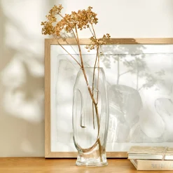 Decoratieartikel<Blancheporte Glazen vaas, gezichtsvorm - hoogte 24 cm transparant