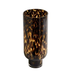 Feestdecoratie|Decoratieartikel<Blancheporte Glazen vaas met luipaardmotief, 28 cm hoog zwart / geel