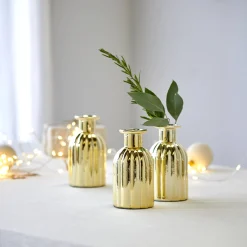 Feesttafel|Feestdecoratie<Blancheporte Glazen vaasjes - set van 3 goudkleurig