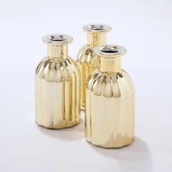 Feesttafel|Feestdecoratie<Blancheporte Glazen vaasjes - set van 3 goudkleurig