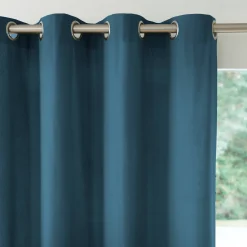 Gordijn, Glasgordijn & Store<Colombine Gordijn in effen zeildoekstof met oogringetjes blauw
