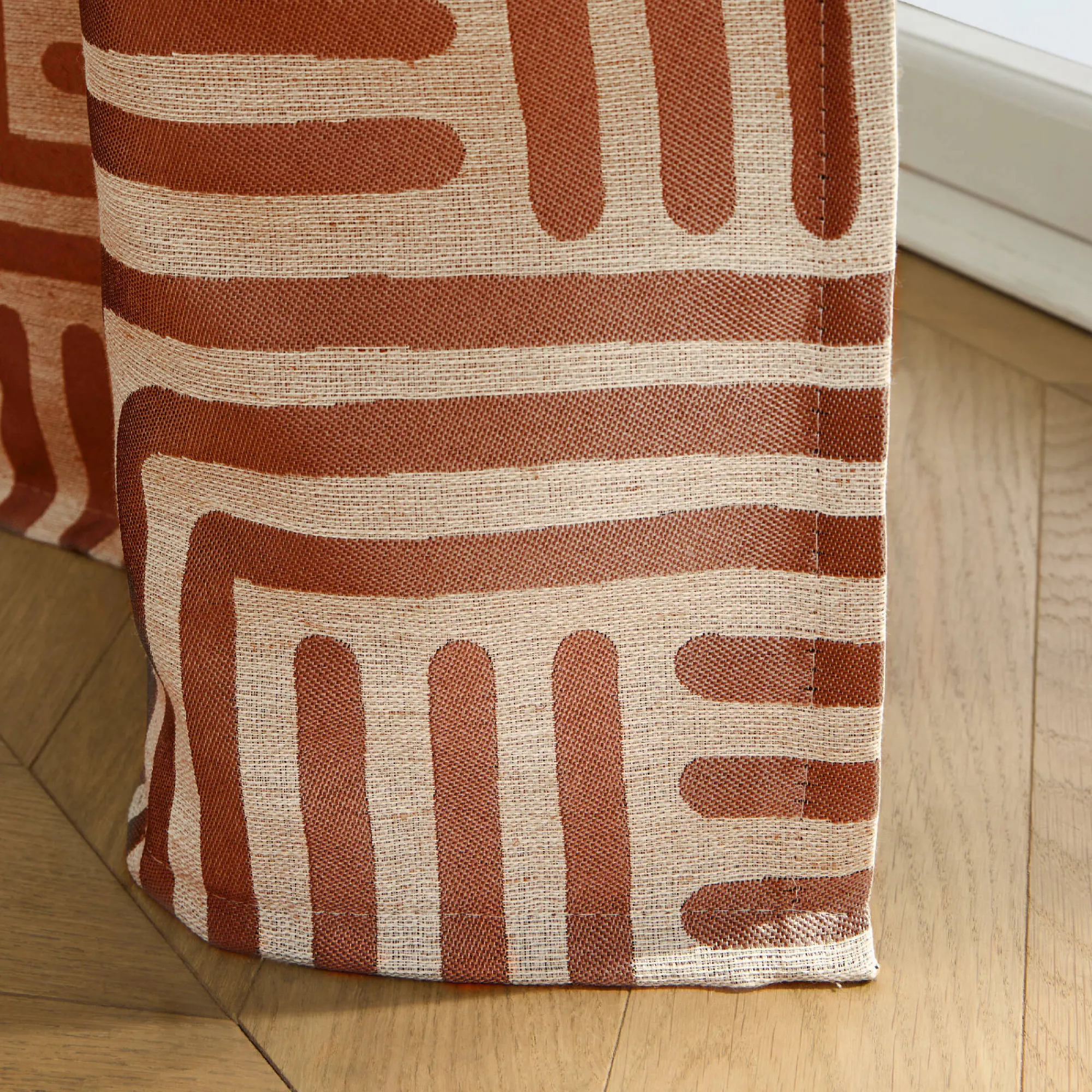 Gordijn, Glasgordijn & Store<Blancheporte Gordijn in jacquard met lijnenprint terracotta