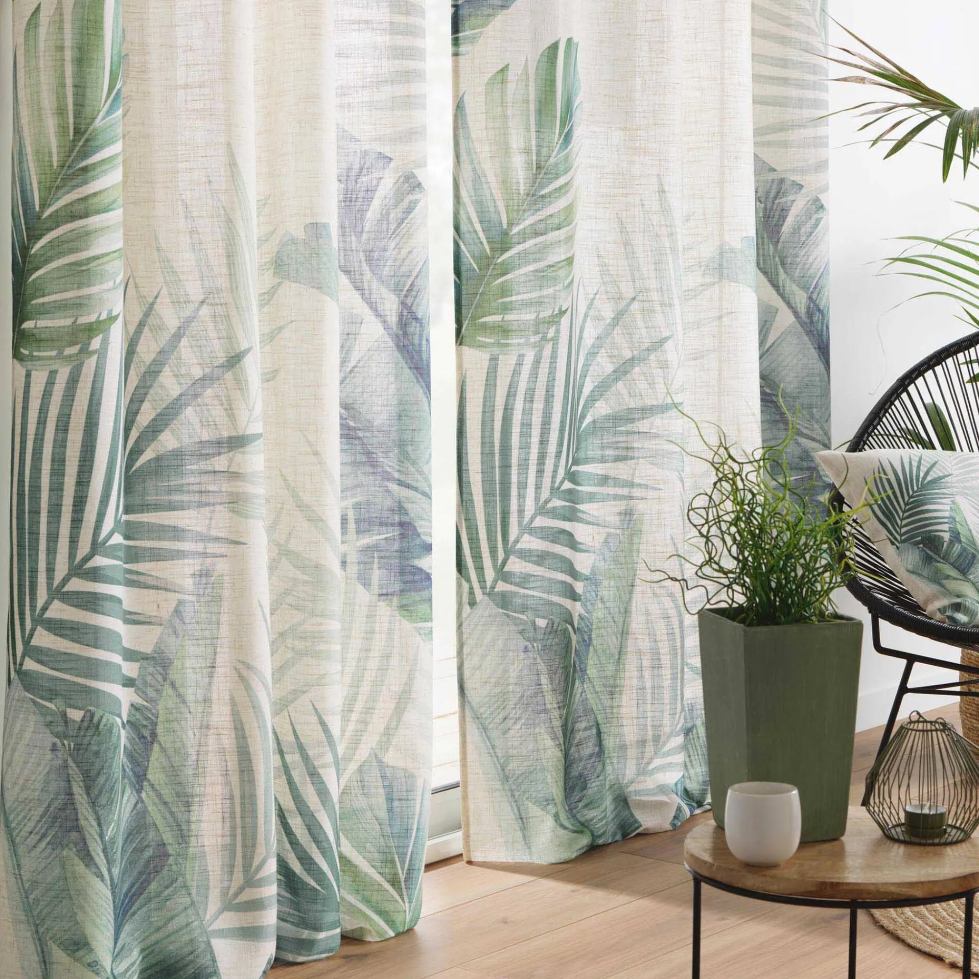Gordijn, Glasgordijn & Store<Blancheporte Gordijn met bladerenprint groen