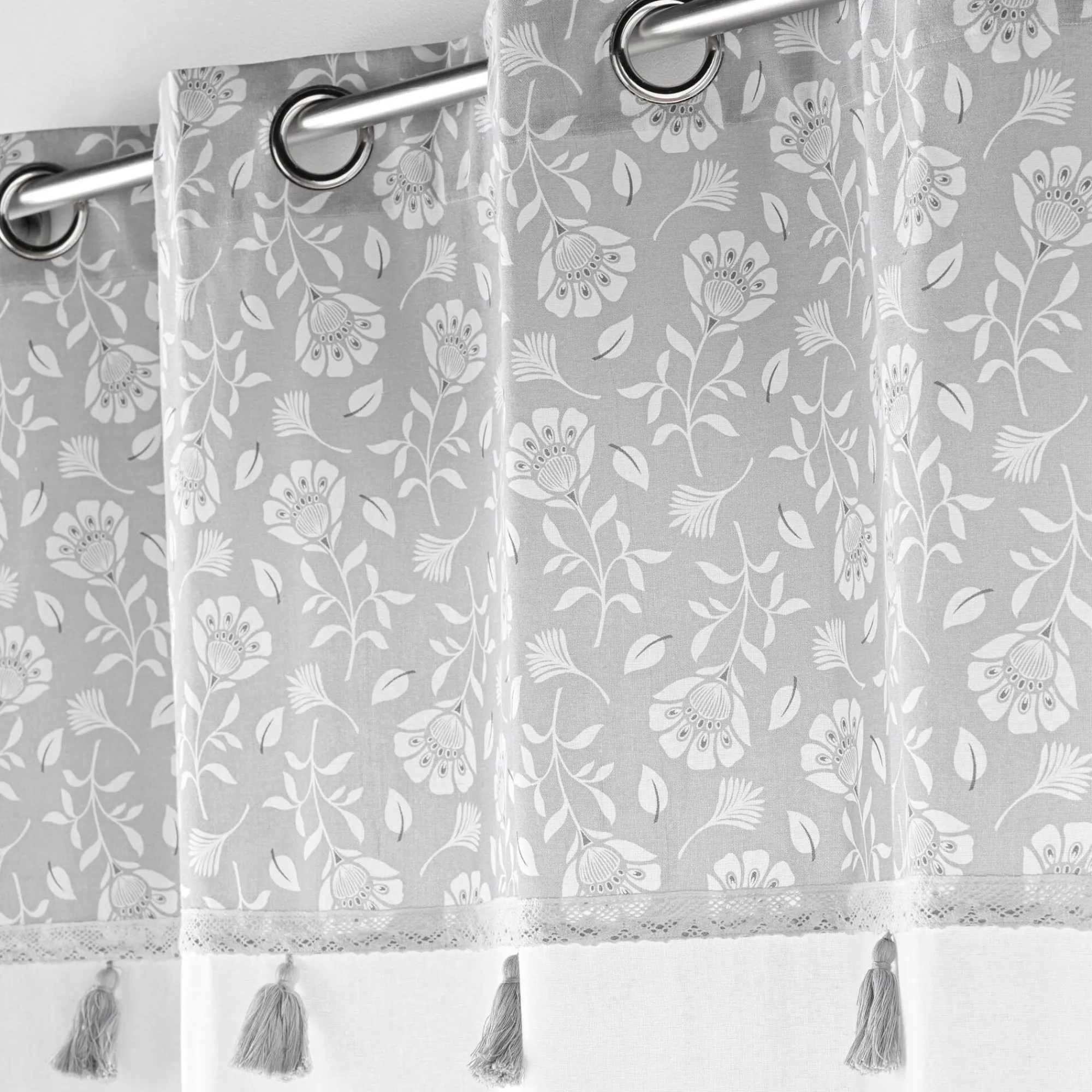 Gordijn, Glasgordijn & Store<Blancheporte Gordijn met bloemenprint grijs