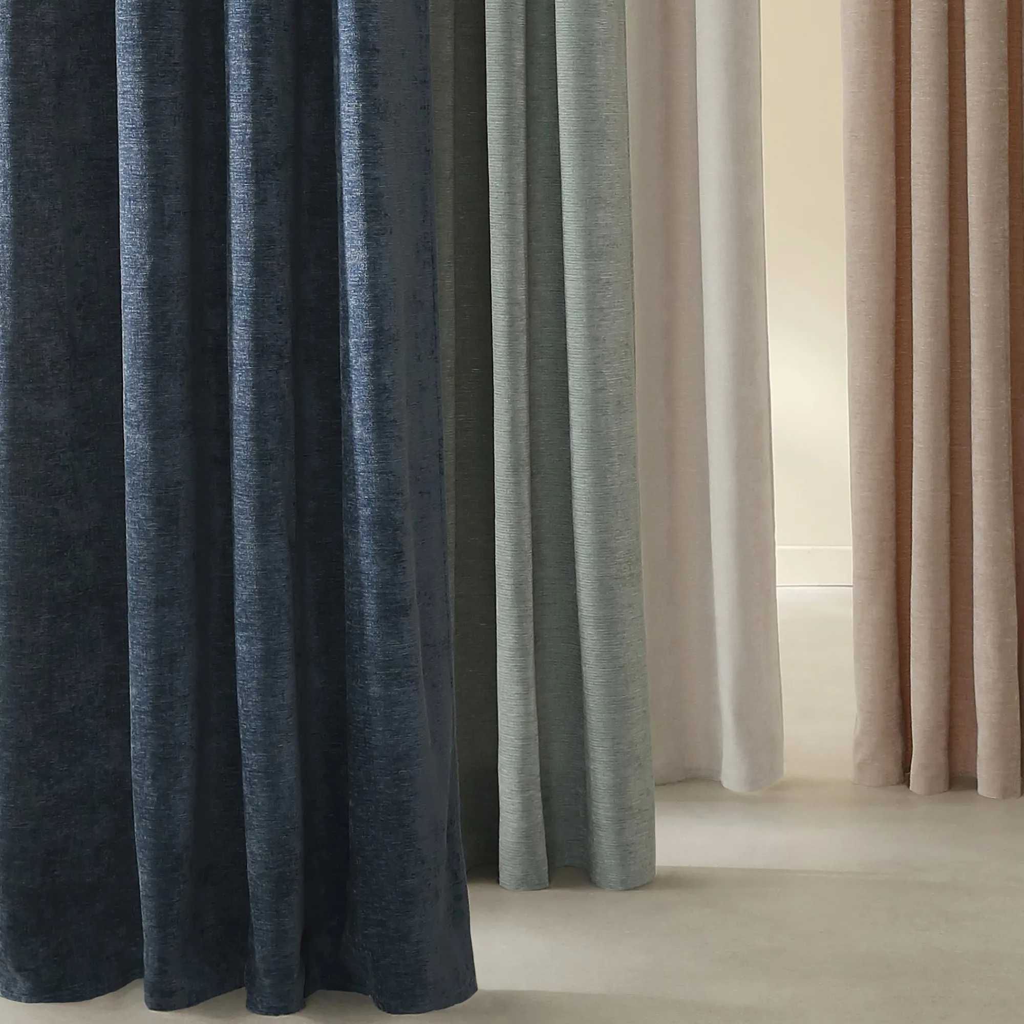 Gordijn, Glasgordijn & Store<Blancheporte Gordijn met chenille-effect marine
