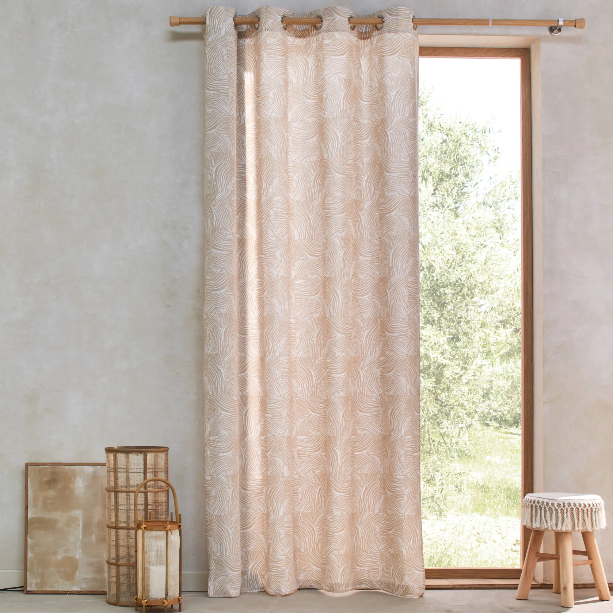 Gordijn, Glasgordijn & Store<Blancheporte Gordijn met 'pootjes' print wit / naturel