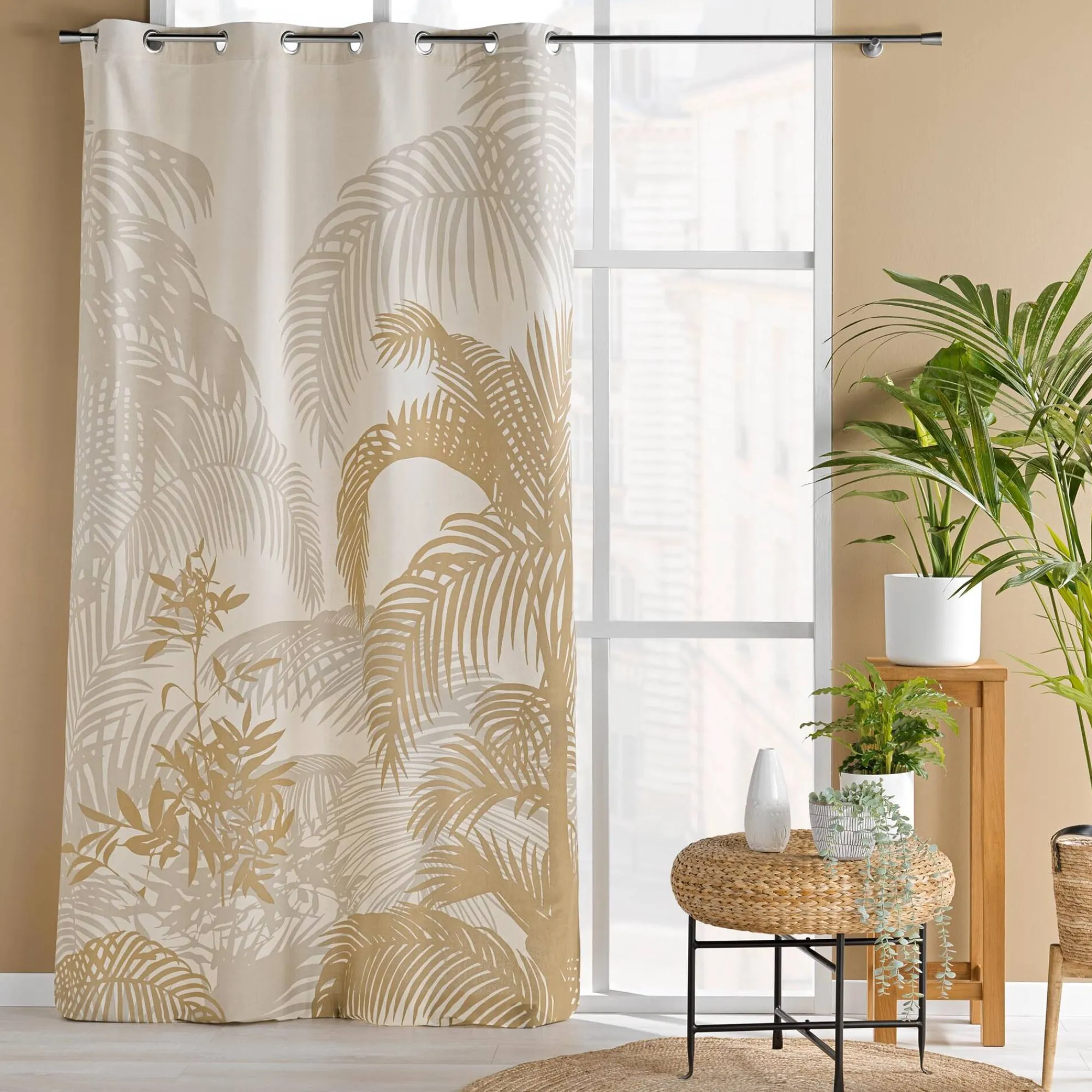 Gordijn, Glasgordijn & Store<Blancheporte Gordijn met tropische print naturel