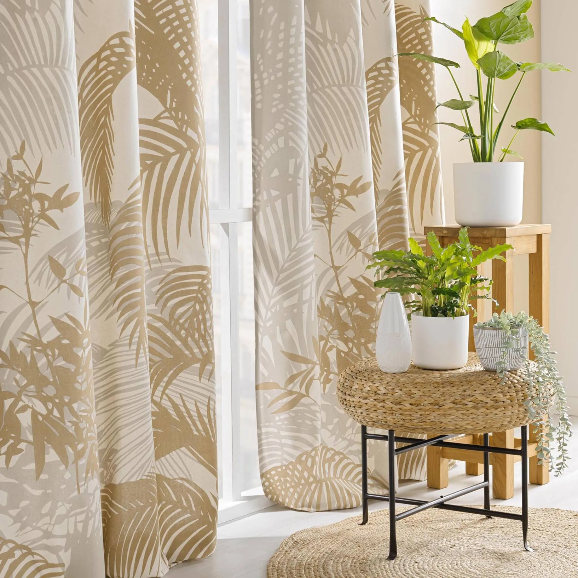 Gordijn, Glasgordijn & Store<Blancheporte Gordijn met tropische print naturel