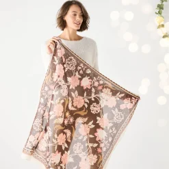 Sieraden En Feestaccessoires|Accessoires En Juwelen<Blancheporte Grote foulard, bloemenprint, vierkant chocolade