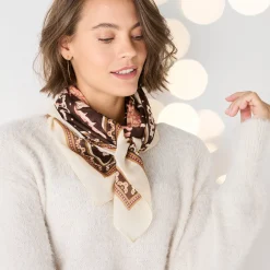 Sieraden En Feestaccessoires|Accessoires En Juwelen<Blancheporte Grote foulard, bloemenprint, vierkant chocolade