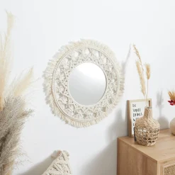 Decoratieartikel<Blancheporte Grote spiegel in macramé naturel