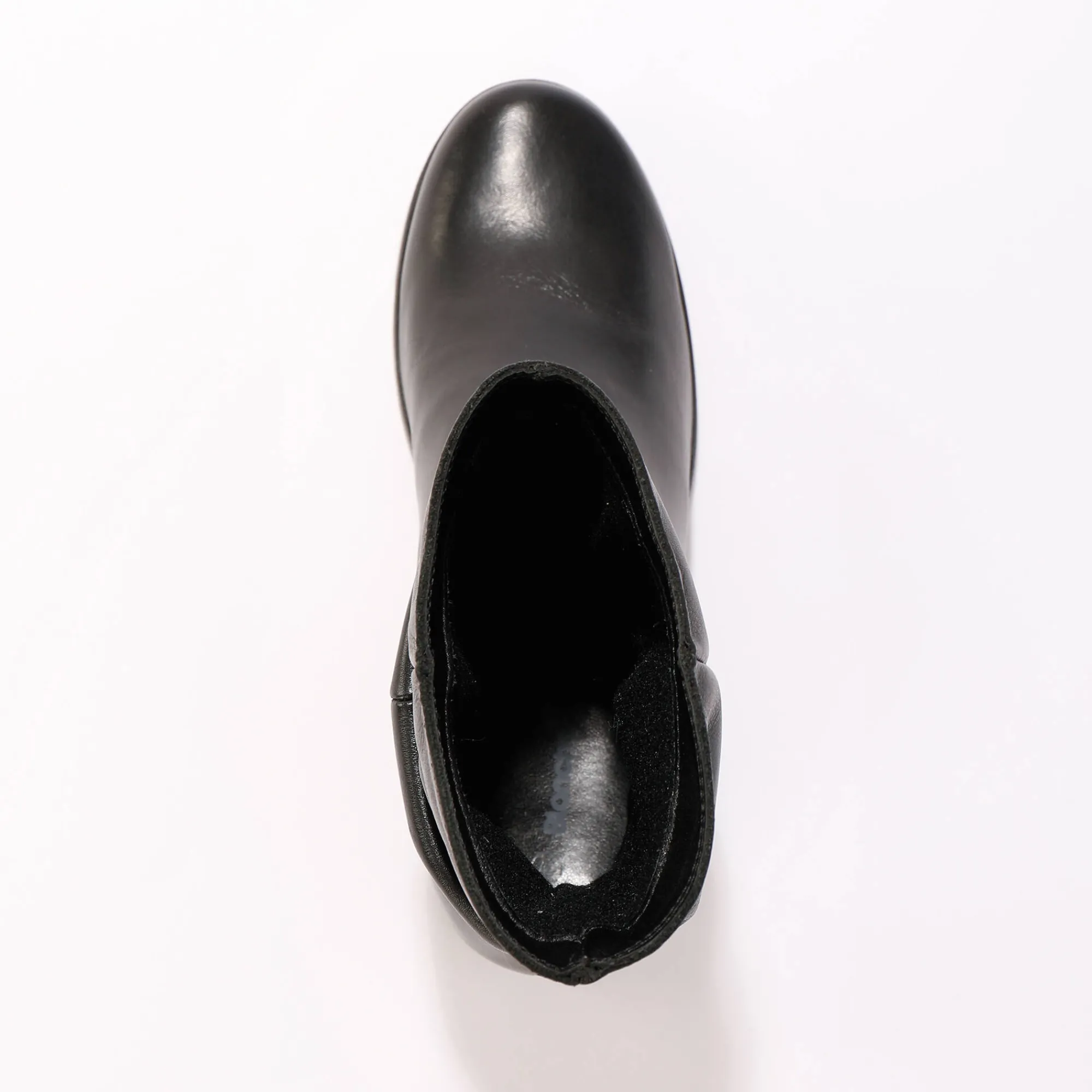 Laarzen|Schoenen<Blancheporte Halfhoge laarzen met plissé, in leer met onzichtbare doorloopzool - zwart
