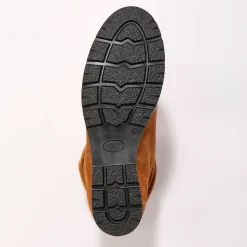 Laarzen|Schoenen<Blancheporte Halfhoge laarzen met plissé, in daim met onzichtbare doorloopzool - bruin karamel