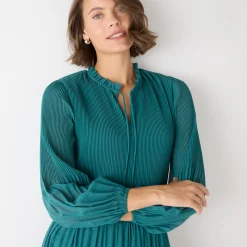 Feestoutfits Dames|Jurk<Blancheporte Halflange effen jurk, plissévoile smaragd