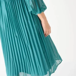 Feestoutfits Dames|Jurk<Blancheporte Halflange effen jurk, plissévoile smaragd