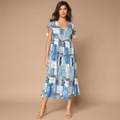 Jurk<Blancheporte Halflange jurk blauw / wit