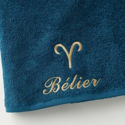 Badhanddoek<Blancheporte Handdoeken met "Bélier" borduursel - 420 g/m2 pauwblauw