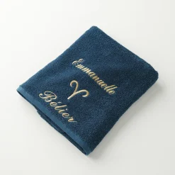 Badhanddoek<Blancheporte Handdoeken met "Bélier" borduursel, personaliseerbaar - 420 g/m2 pauwblauw