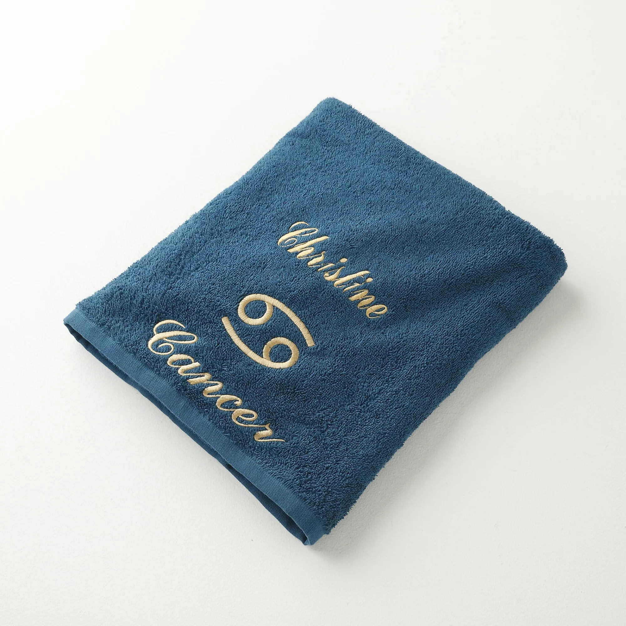Badhanddoek<Blancheporte Handdoeken met "Cancer" borduursel, personaliseerbaar - 420 g/m2 pauwblauw