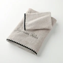 Badhanddoek<Blancheporte Handdoeken met fantasieborduursel, personaliseerbaar - 420 g/m2 zandkleur